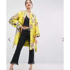 Topshop Yellow Floral Kimono Duster Robe — Boho Festival Resort- 4